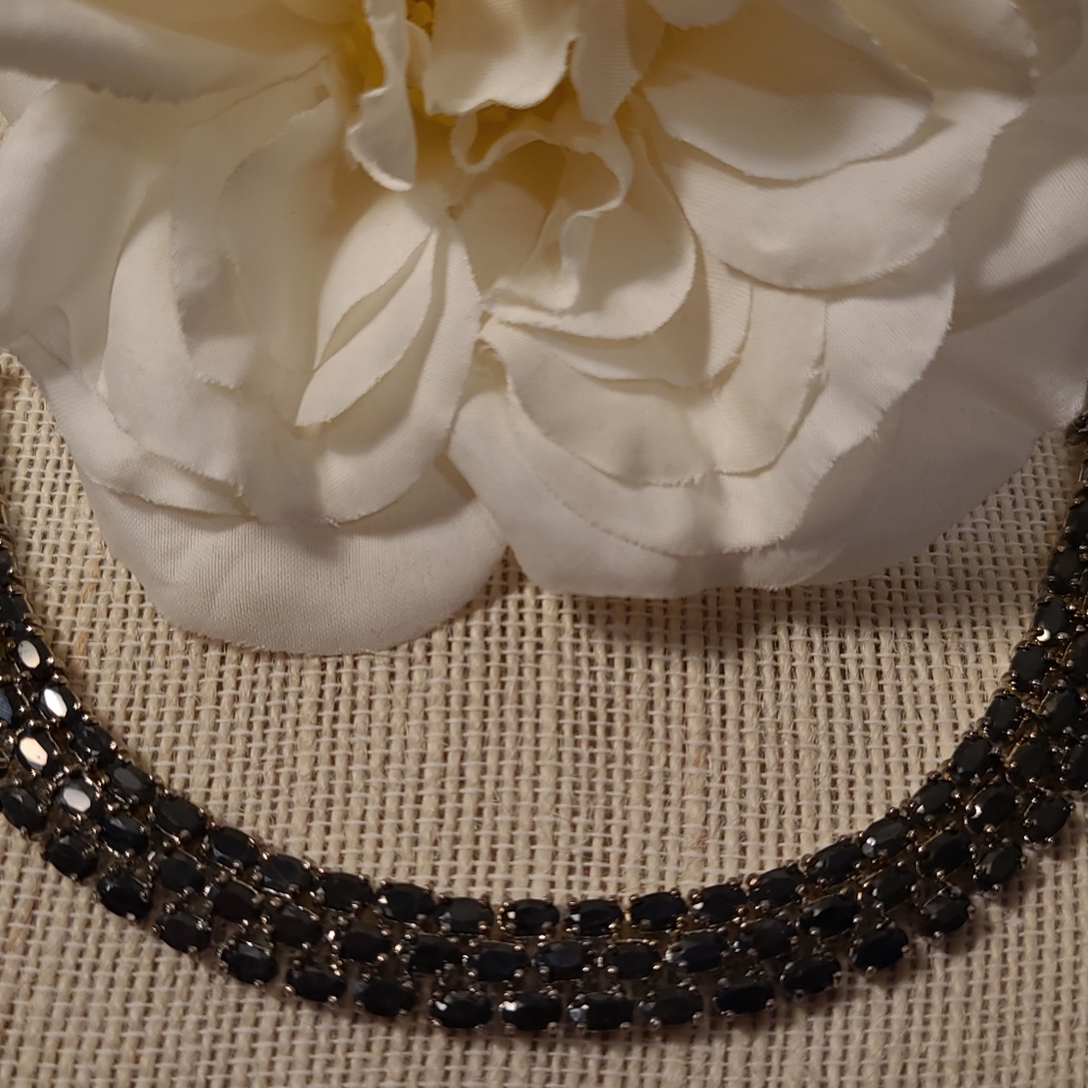 Silver & Blue Sapphire Oval Row Bracelet